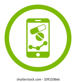 Pharmacy Online Report vector icon. Style is flat rounded symbol, eco green color, rounded angles, white background.