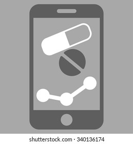 Pharmacy Online Report vector icon. Style is bicolor flat symbol, dark gray and white colors, rounded angles, silver background.
