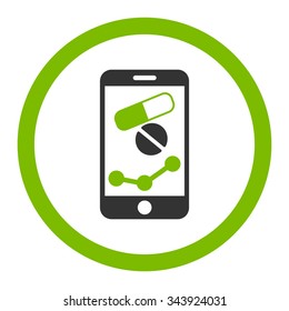 Pharmacy Online Report vector icon. Style is bicolor flat rounded symbol, eco green and gray colors, rounded angles, white background.