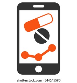 Pharmacy Online Report vector icon. Style is bicolor flat symbol, orange and gray colors, rounded angles, white background.