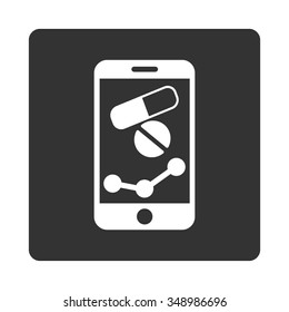 Pharmacy Online Report vector icon. Style is flat rounded square button, white and gray colors, white background.