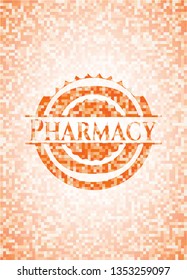 Pharmacy orange mosaic emblem with background