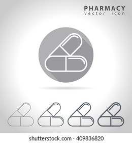Pharmacy outline icon set, collection of pills icons, vector illustration