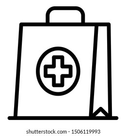 Pharmacy package icon. Outline pharmacy package vector icon for web design isolated on white background