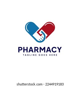 Logo der Pharmacy Partners Cooperation, Illustration von Medizin, die Hände schüttelt und als Symbol der Liebe geformt wurde