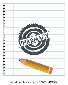 Pharmacy pencil emblem. Vector Illustration. Detailed.