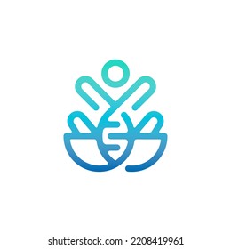 Pharmacy with People Gene DNA Logo Vector Design