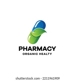 Pharmacy Pill Gradient Colorful Logo Template