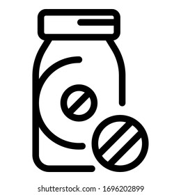 Icono de píldora de farmacia. Contorno icono vectorial de la píldora para el diseño web aislado en fondo blanco
