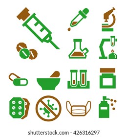 pharmacy, pill icon set