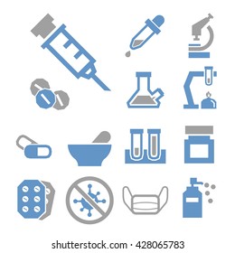 pharmacy, pill icon set
