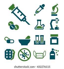 pharmacy, pill icon set