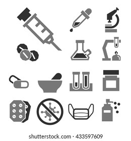 pharmacy, pill icon set