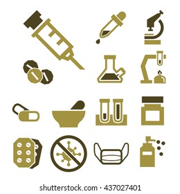 pharmacy, pill icon set