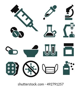 pharmacy, pill icon set