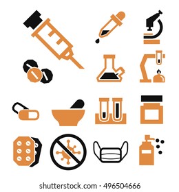 pharmacy, pill icon set