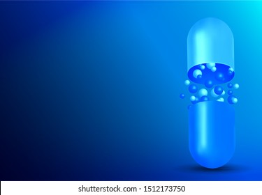 pharmacy pills capsule medicine healthcare 3D illustration background data visualization chemical composition infographic banner poster template