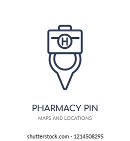 Pharmacy Pin icon. Pharmacy Pin linear symbol design from Maps and locations collection. Simple outline element vector illustration on white background.