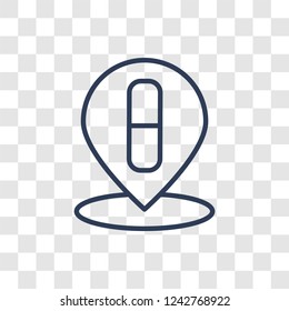 Pharmacy Pin icon. Trendy linear Pharmacy Pin logo concept on transparent background from Maps and Locations collection