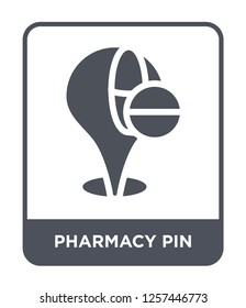pharmacy pin icon vector on white background, pharmacy pin trendy filled icons from Maps and locations collection, pharmacy pin simple element illustration