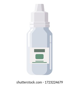 Pharmacy of plastic white bottle dropper with screw cap for medicine, pills, tabs, drugs, cosmetic, sport, syrup. Template mockup packaging design. Vector illustration isolated