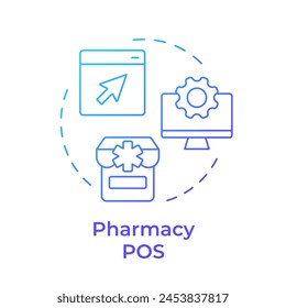 Pharmacy POS blue gradient concept icon. Pharmaceutical retail, prescription management. Round shape line illustration. Abstract idea. Graphic design. Easy to use in infographic, article