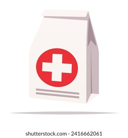 Pharmacy prescription bag vector isolated illustration