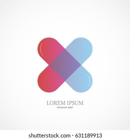 Pharmacy red and blue cross logo concept style