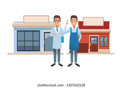 pharmacy and restaurant cartoon