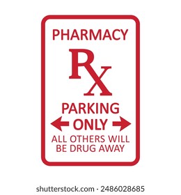 pharmacy rx parking sign design vector