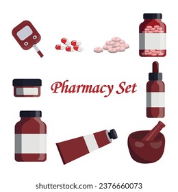 pharmacy set on white background