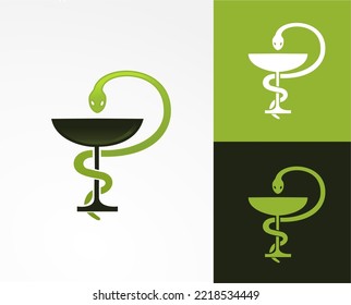 Pharmacy sherpent  vector logo illustration. Icon of pharmacy