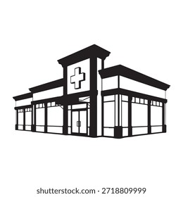 Apotheke Shop Symbol Gebäude Vektorgrafik einfach sauber minimal Kunstwerk