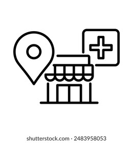 Pharmacy shop icon. Simple line icon. Isolate on white background. Vector.