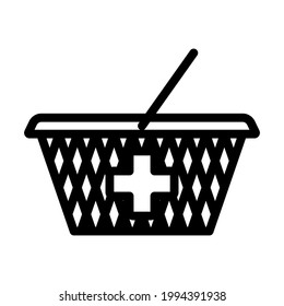 Pharmacy Shopping Cart Icon. Bold outline design with editable stroke width. Vector Illustration.