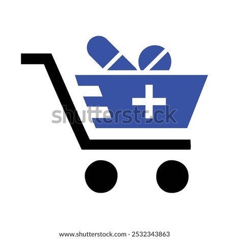 Pharmacy Shopping Cart Icon, Vector graphics