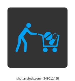 Pharmacy Shopping vector icon. Style is flat rounded square button, blue and gray colors, white background.