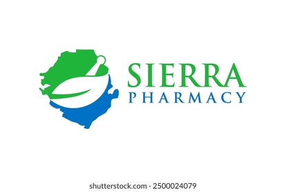 Pharmacy with sierra map logo template element