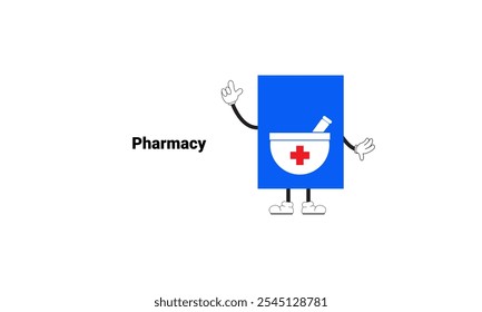 Pharmacy sign graphic vector illustration
with cartoon characters. Graphic design is suitable for children's education, story books, or traffic safety materials. vector illustration