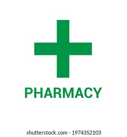 pharmacy sign green cross vector illustration