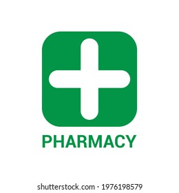 pharmacy sign green cross vector illustration