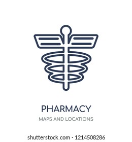 Pharmacy Sign icon. Pharmacy Sign linear symbol design from Maps and locations collection. Simple outline element vector illustration on white background.