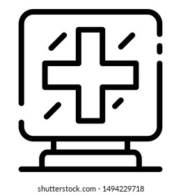 Pharmacy sign icon. Outline pharmacy sign vector icon for web design isolated on white background