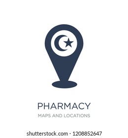 Pharmacy Sign icon. Trendy flat vector Pharmacy Sign icon on white background from Maps and Locations collection, vector illustration can be use for web and mobile, eps10