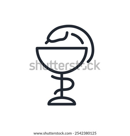 Pharmacy snake editable stroke outline icon isolated on white background flat vector illustration. Pixel perfect. 64 x 64.