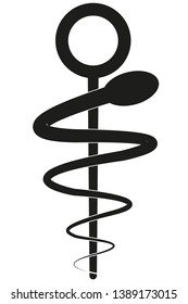 Pharmacy snake and staff icon.