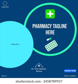 Pharmacy social media banner template vector background for business promotion.