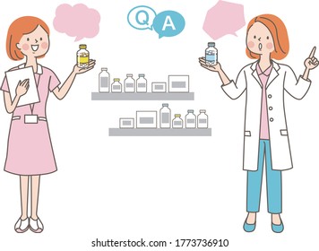 Pharmacy staff and vitamin sales area