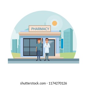 Pharmacy store at city