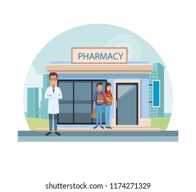 Pharmacy store at city